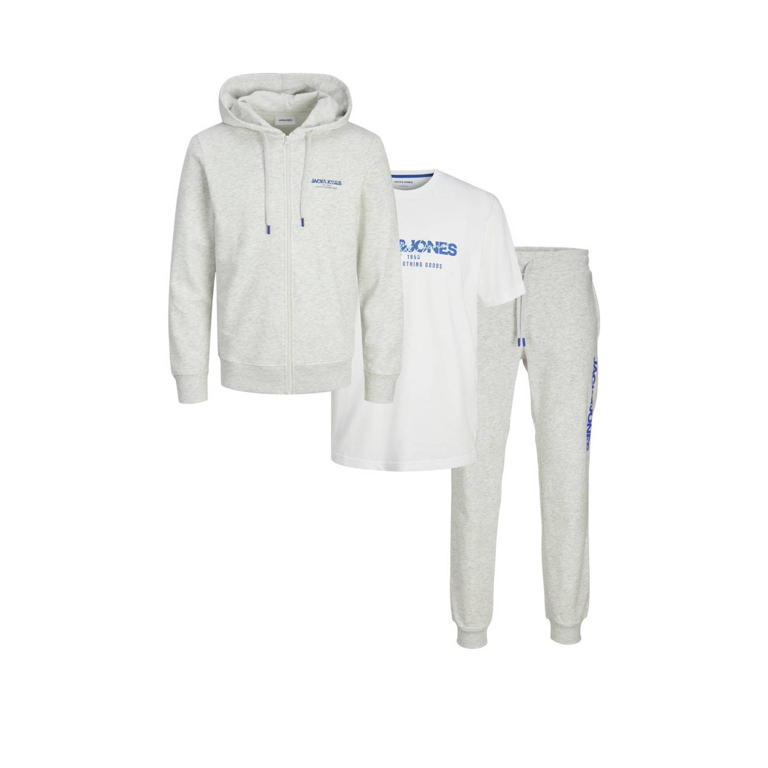 JACK & JONES JJALVIS set van hoodie broek en t-shirt wit