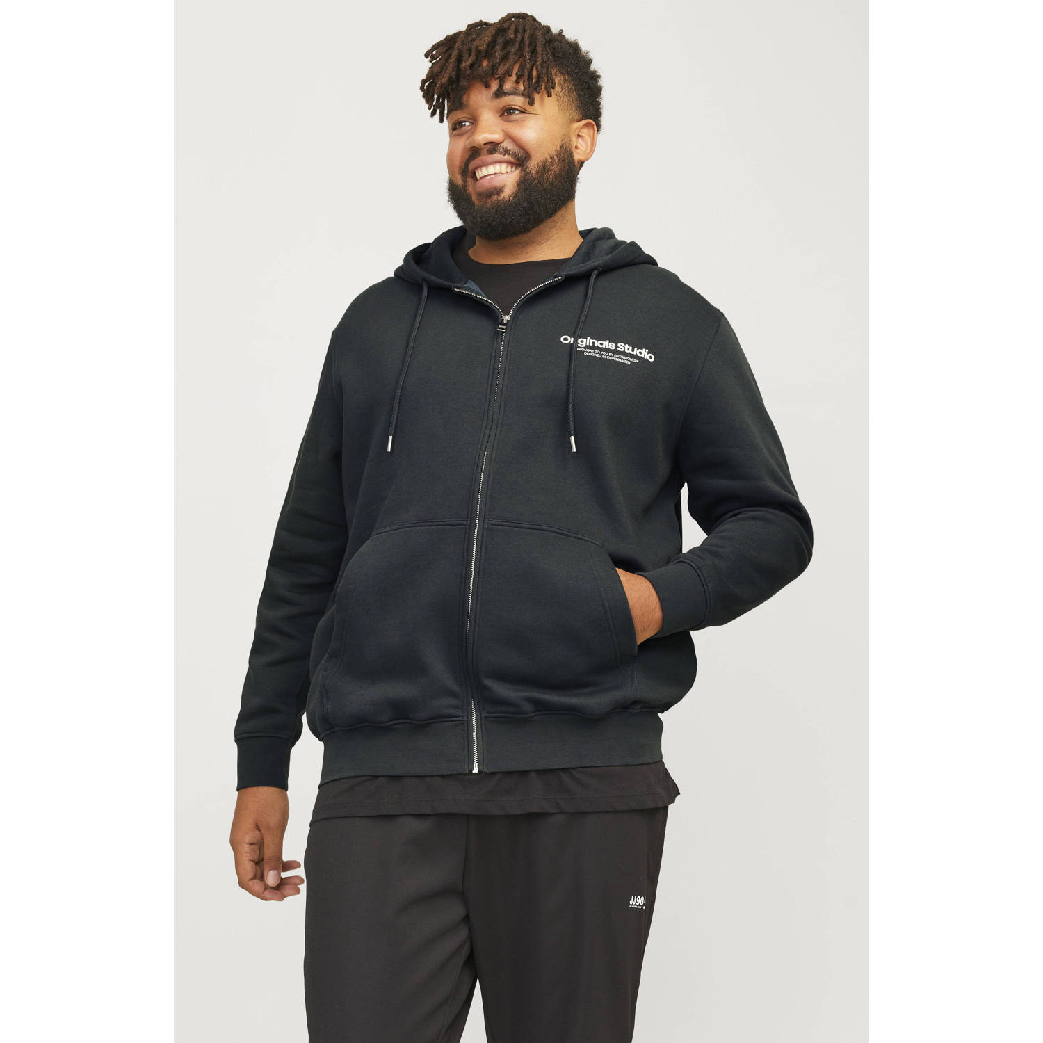 JACK & JONES PLUS SIZE sweatvest JORVESTERBRO Plus Size met printopdruk donkergroen