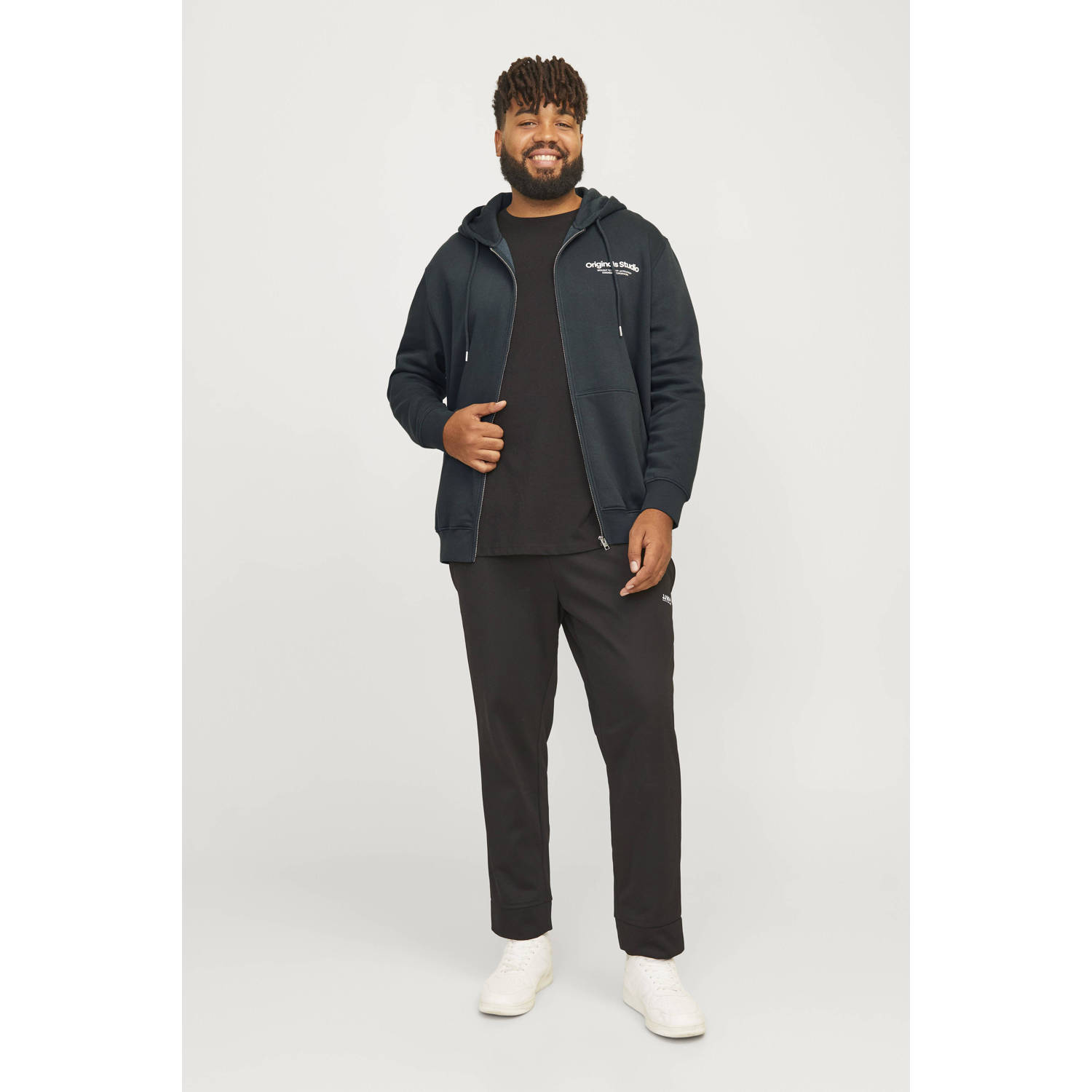 JACK & JONES PLUS SIZE sweatvest JORVESTERBRO Plus Size met printopdruk donkergroen
