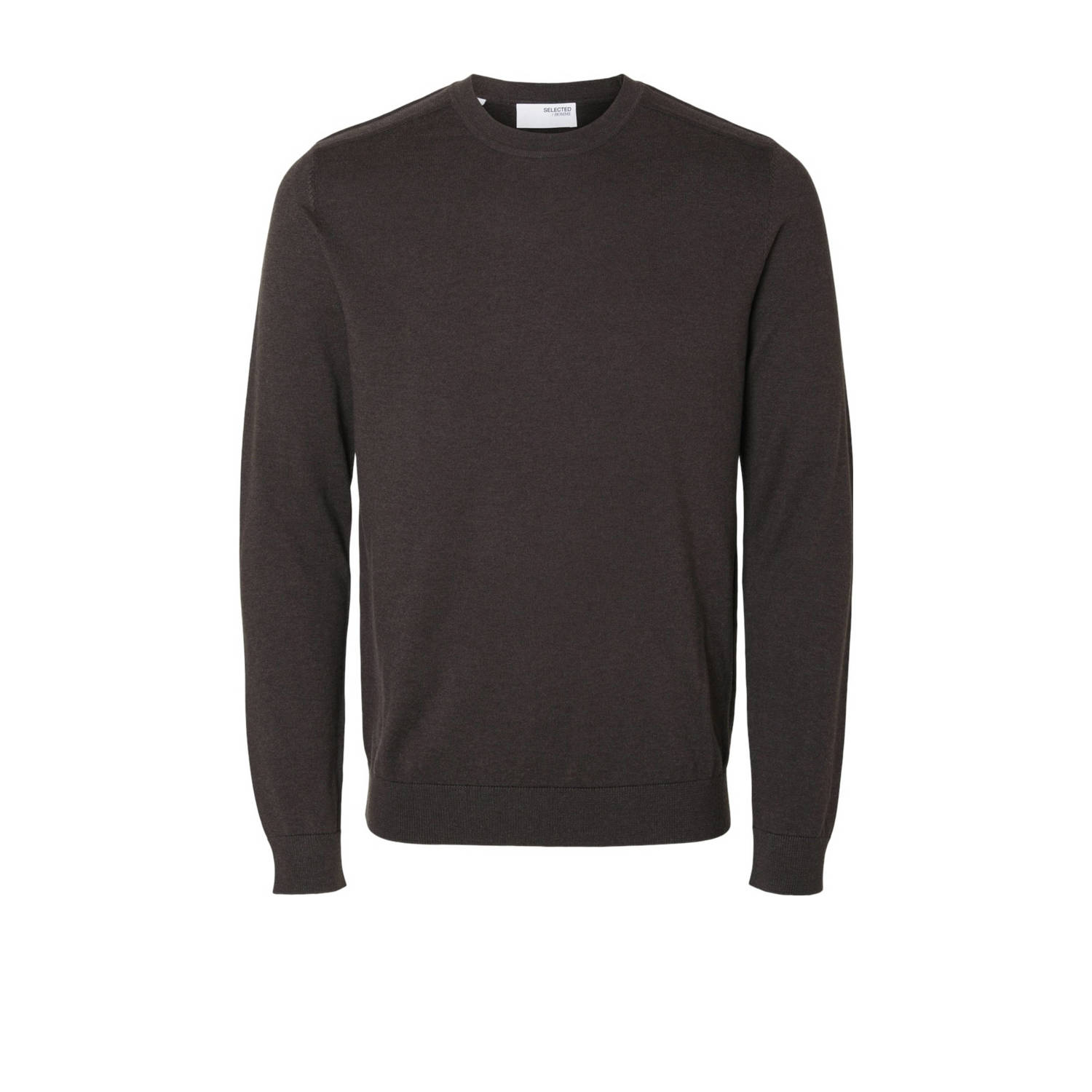 Selected Homme Bruine Crew Neck Gebreide Trui Brown Heren