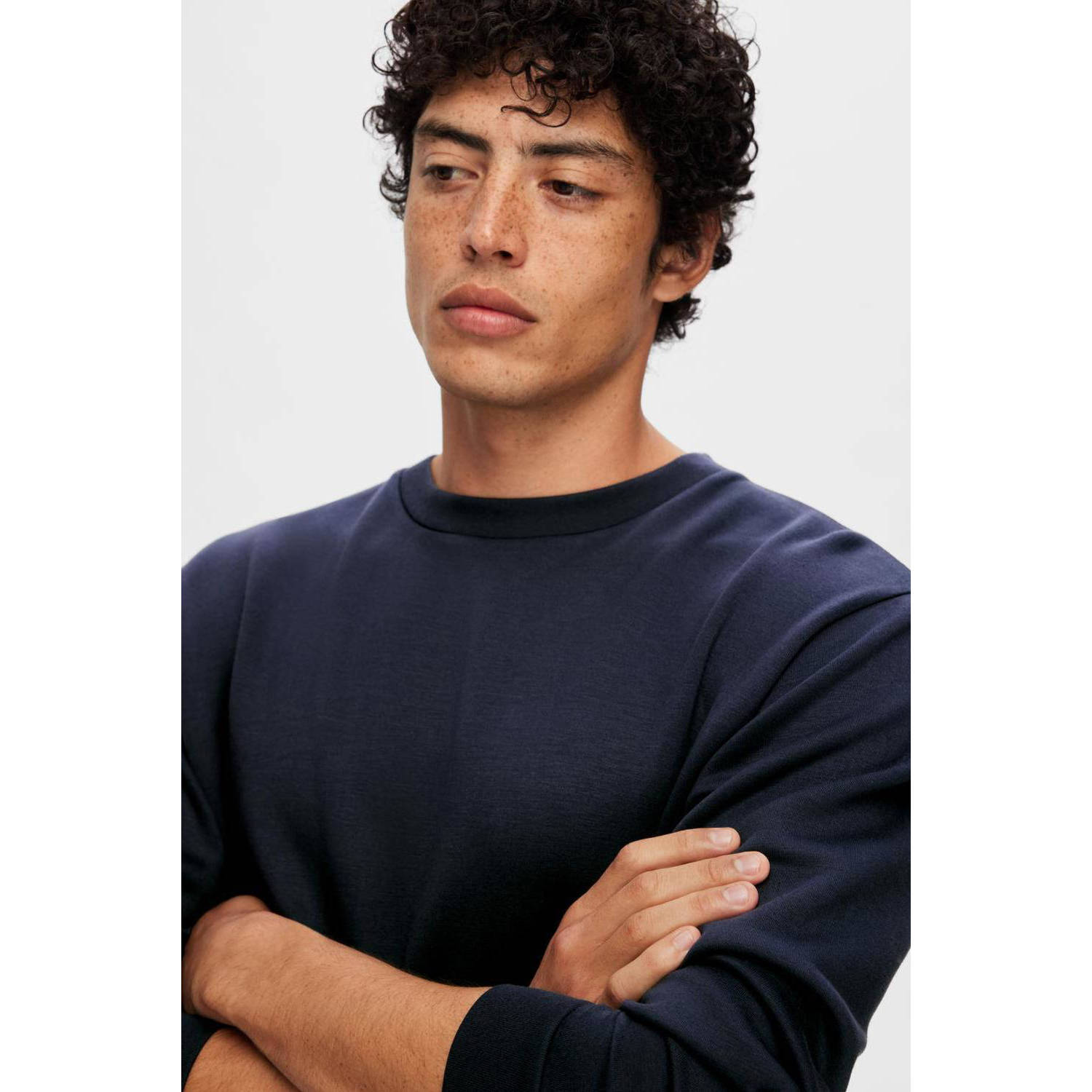 SELECTED HOMME sweater SLHEMANUEL donkerblauw