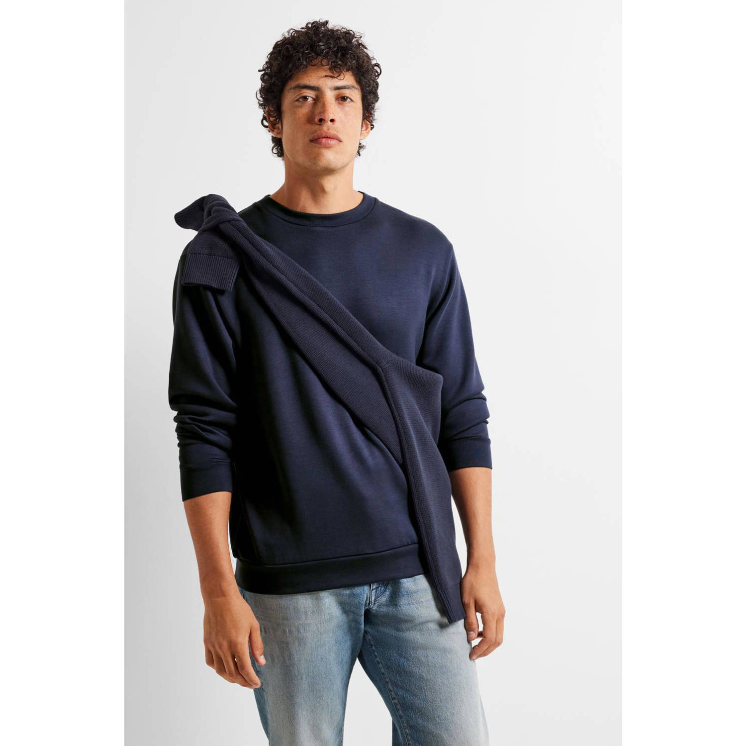 SELECTED HOMME sweater SLHEMANUEL donkerblauw