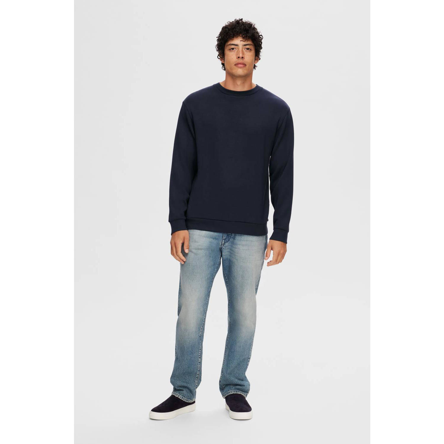 SELECTED HOMME sweater SLHEMANUEL donkerblauw