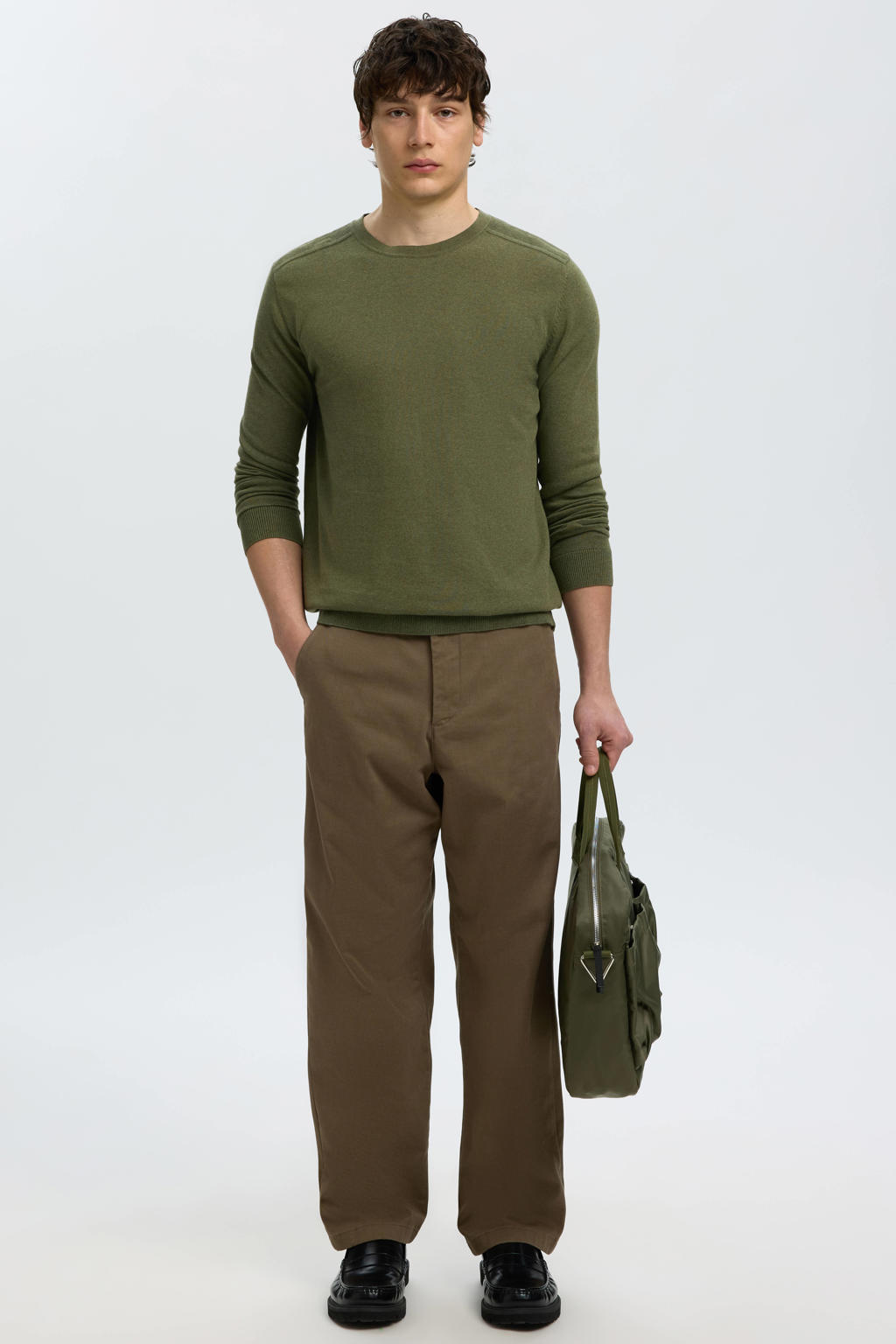 Selected gebreide trui SLHBERG groen