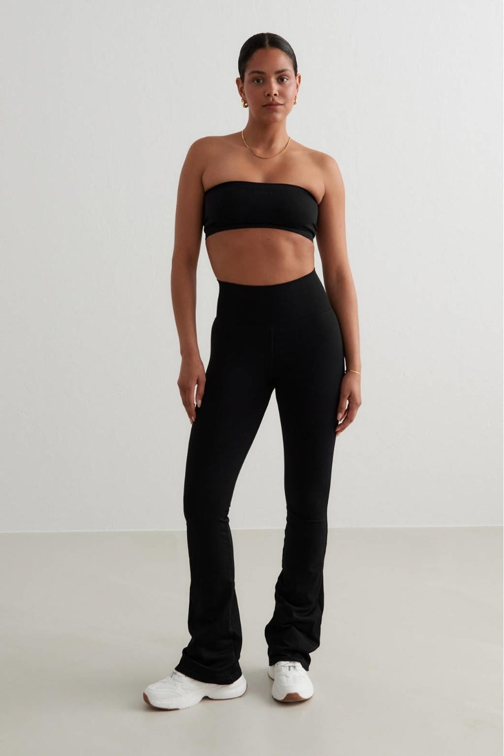 Zwarte dames Aim'n flared sportlegging Shape van nylon met regular waist
