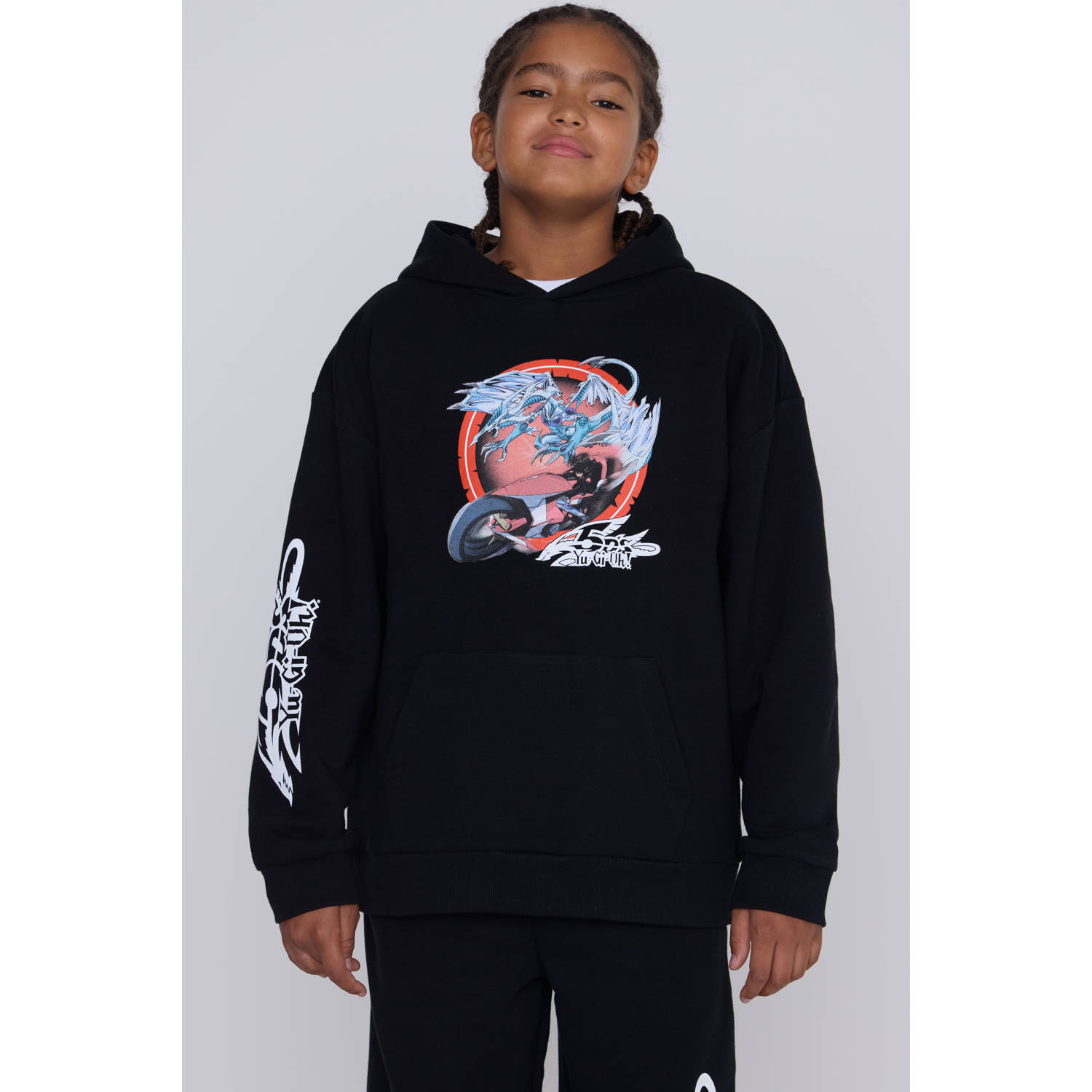Coolcat hoodie Yu-Gi-Oh license met printopdruk zwart