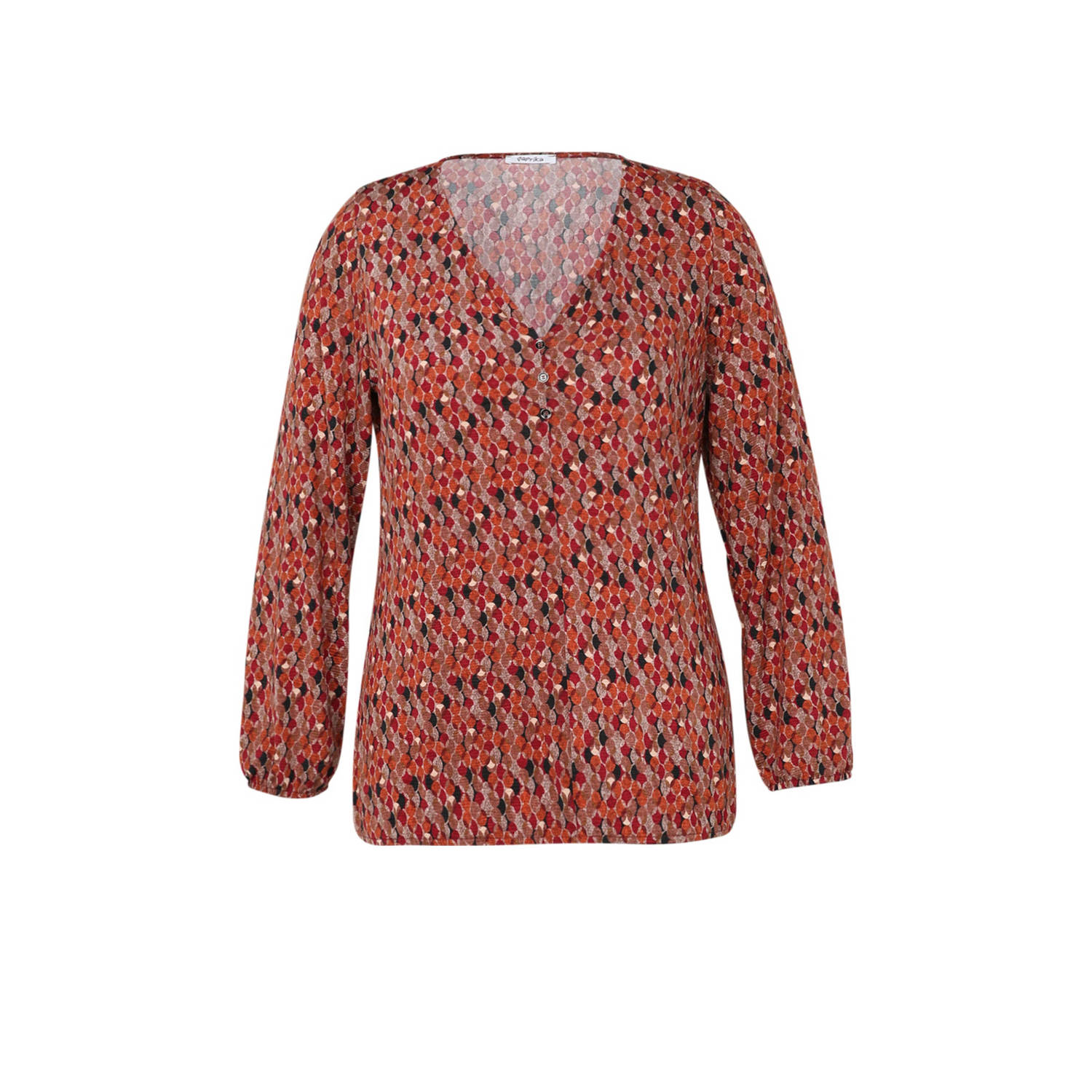 Paprika top met all over print rood