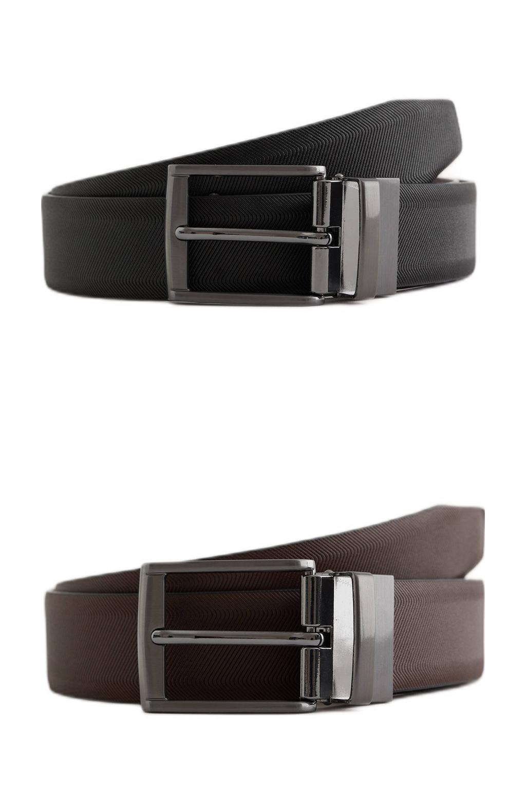 WE Fashion reversible riem zwart/donkerbruin