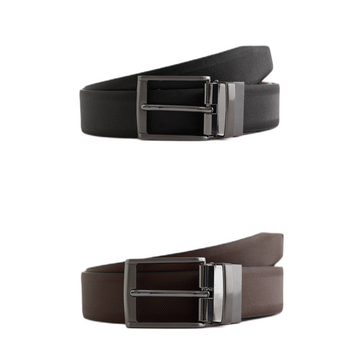 WE Fashion reversible riem zwart donkerbruin