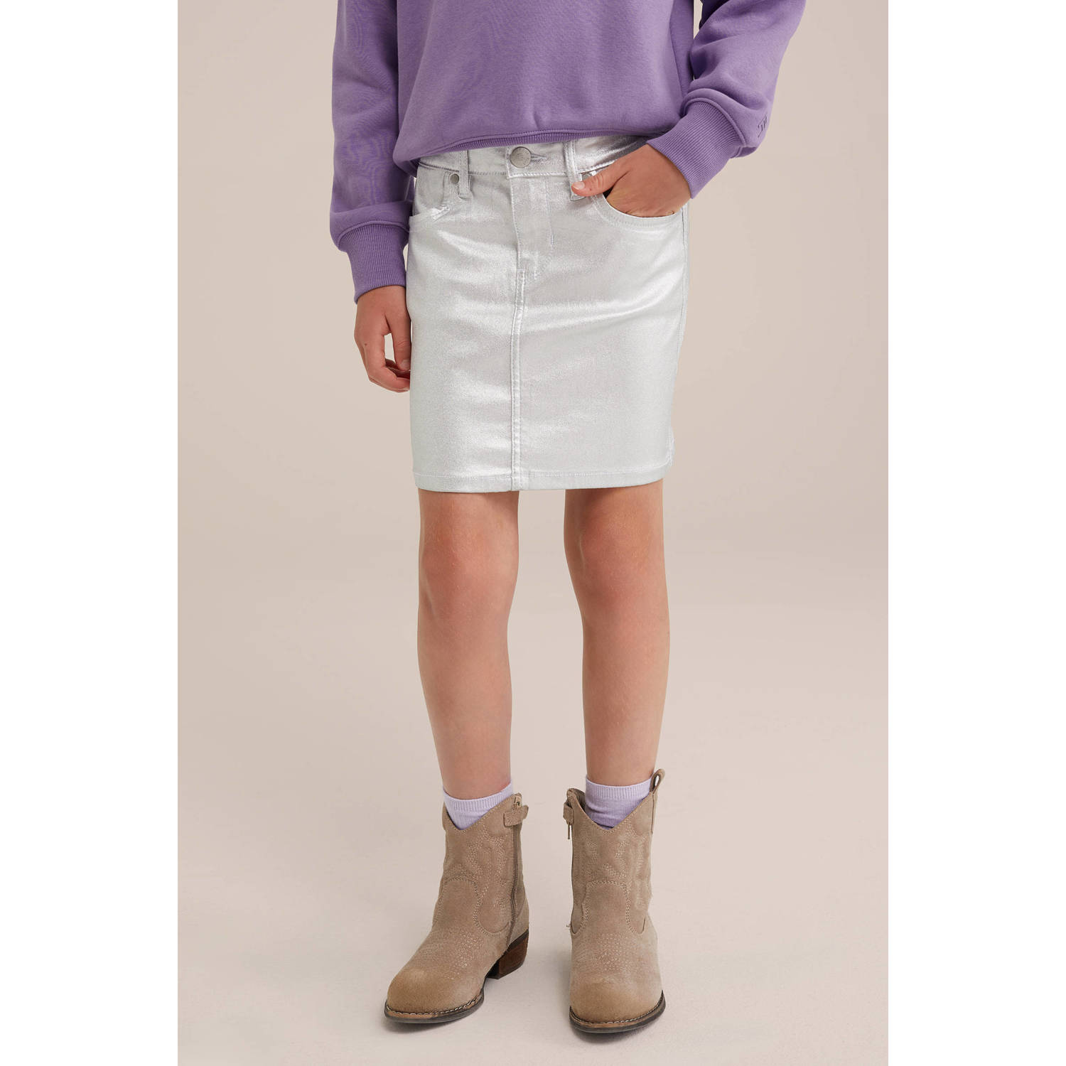 WE Fashion korte rok zilver