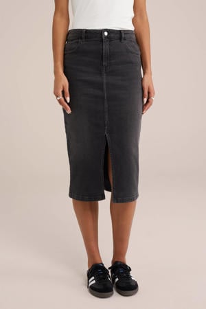 denim midi rok grey denim