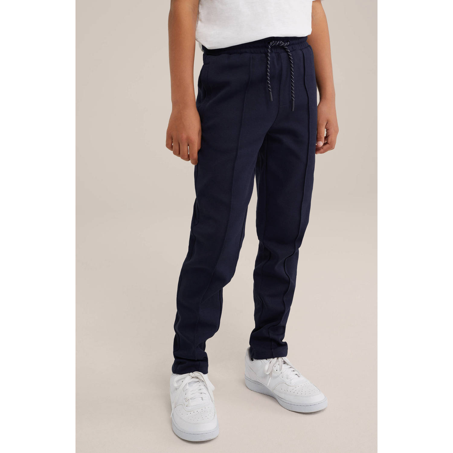 WE Fashion broek donkerblauw Jongens Katoen Effen 152