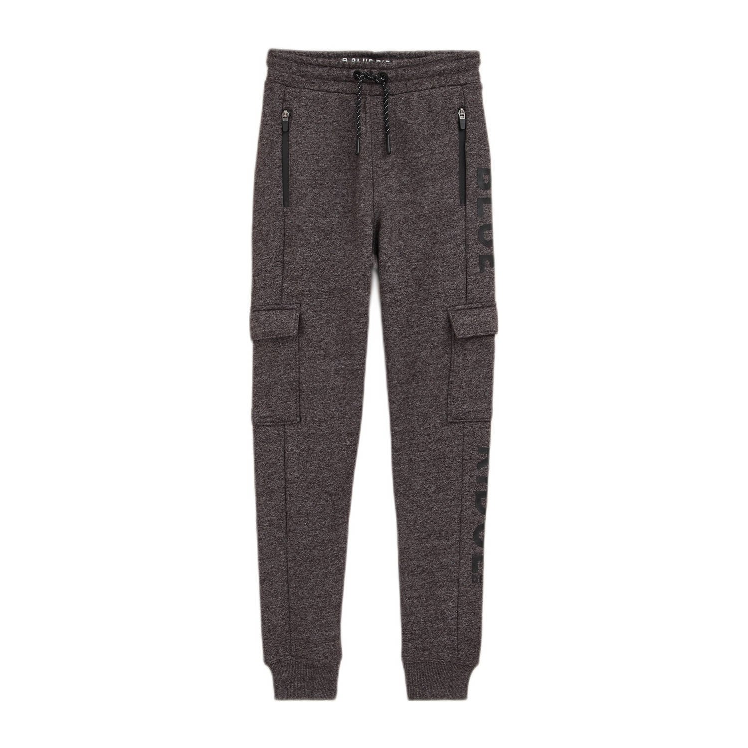 WE Fashion gemêleerde slim fit joggingbroek hippo
