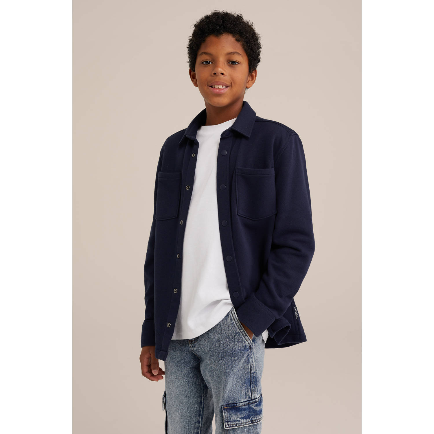 WE Fashion Blue Ridge overhemd donkerblauw