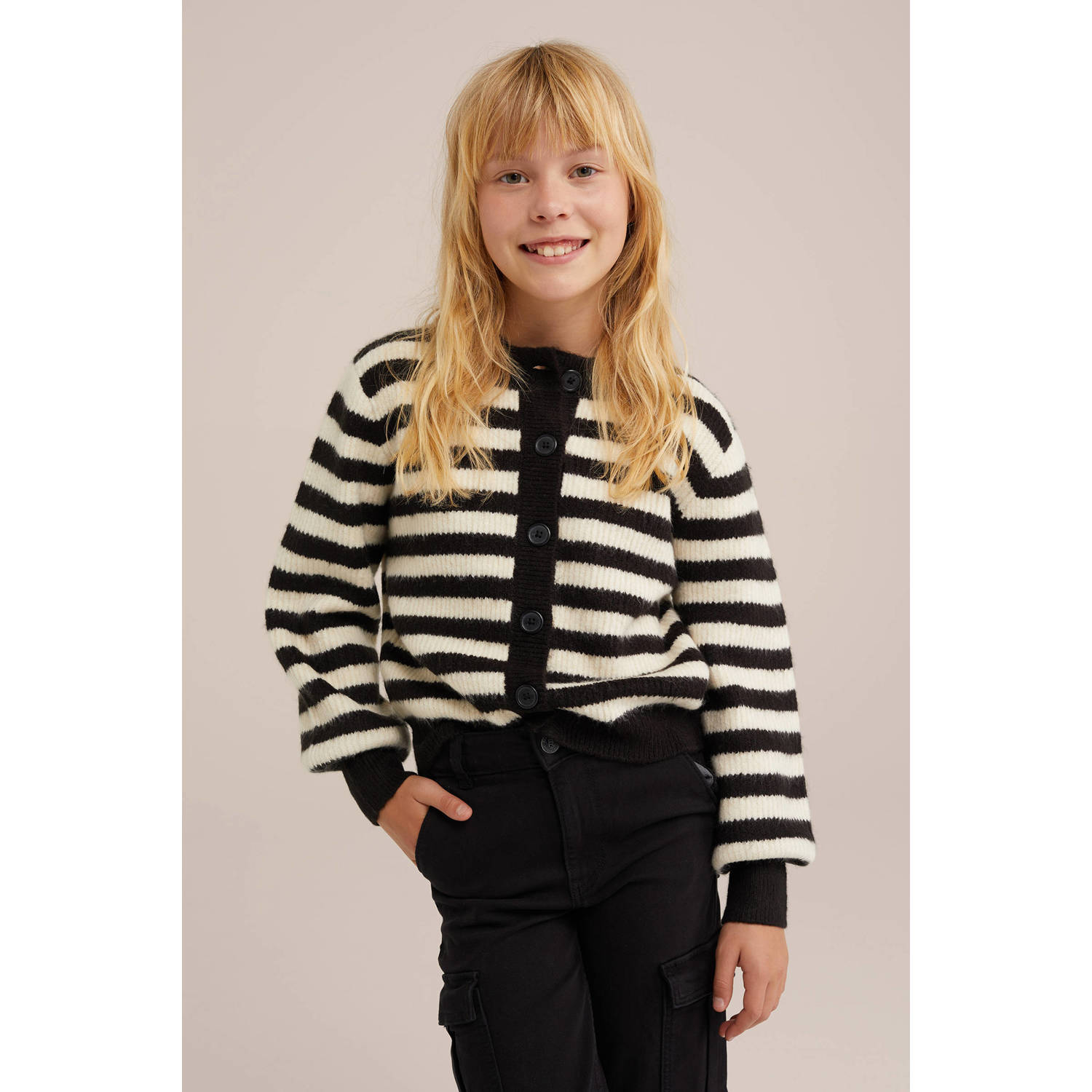 WE Fashion gestreept vest zwart ecru