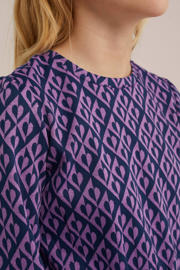 thumbnail: WE Fashion jurk met all over print donkerblauw/paars