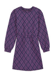 thumbnail: WE Fashion jurk met all over print donkerblauw/paars