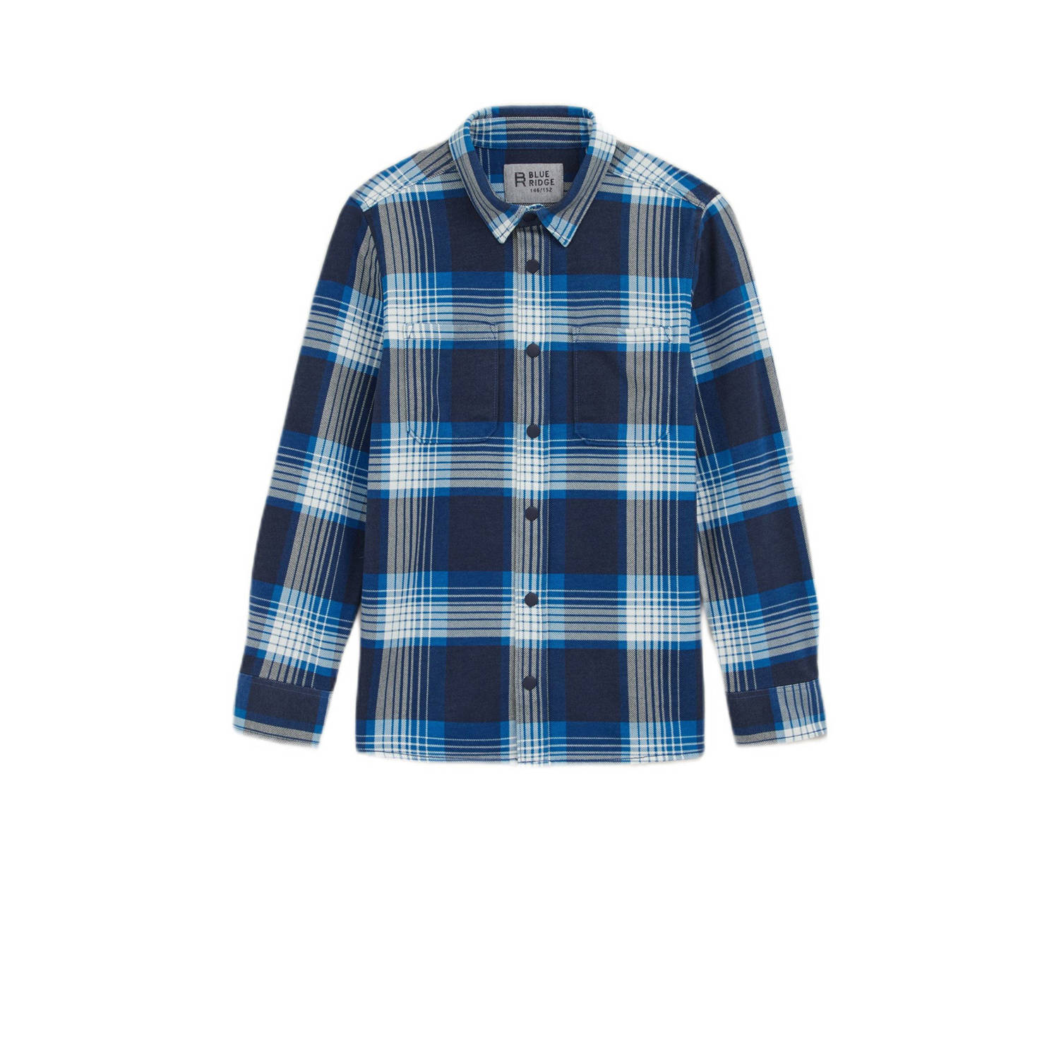 WE Fashion geruit overhemd donkerblauw wit