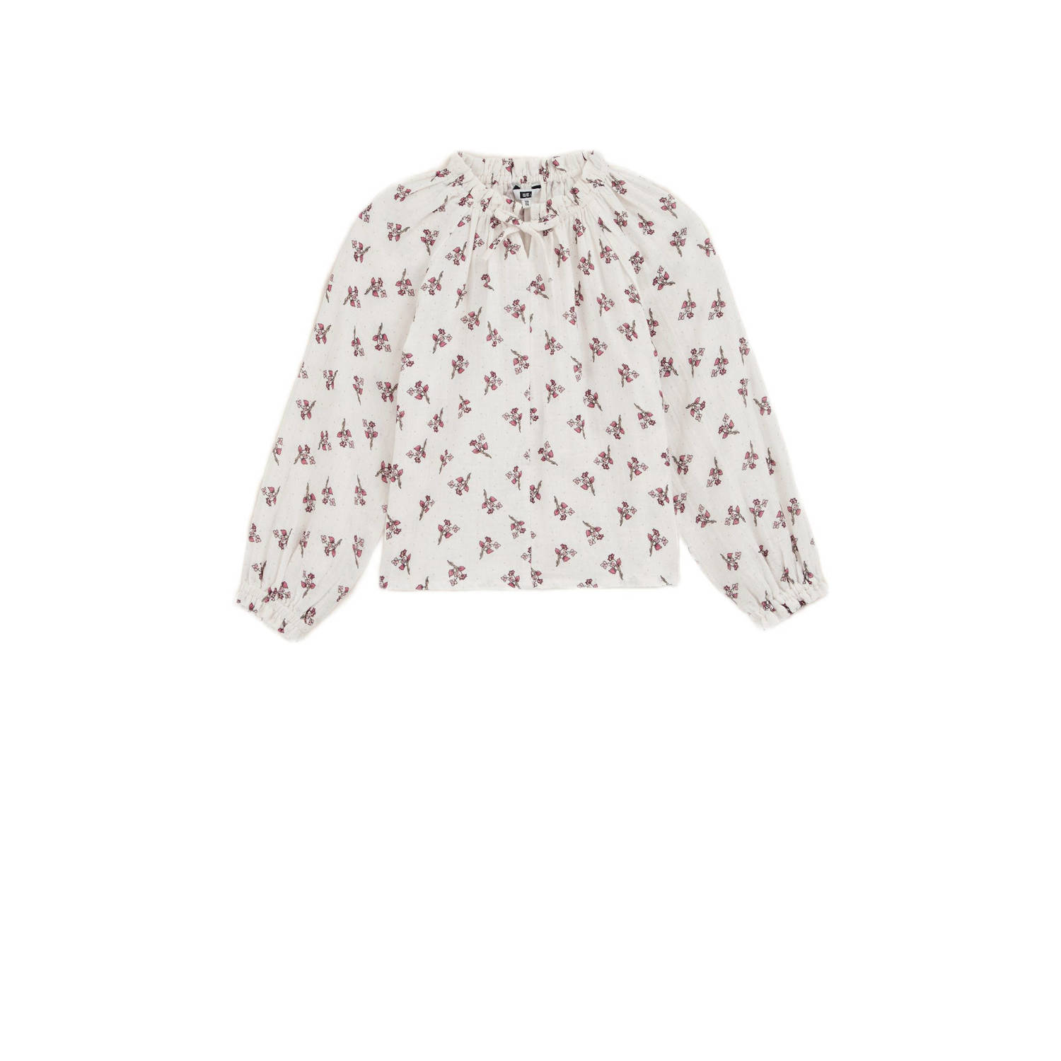 WE Fashion gebloemde top ecru roze
