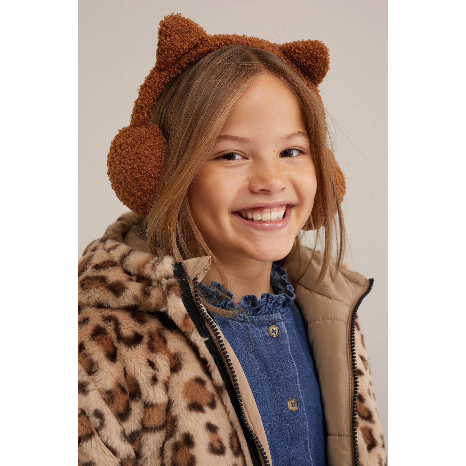 WE Fashion teddy oorwarmers bruin