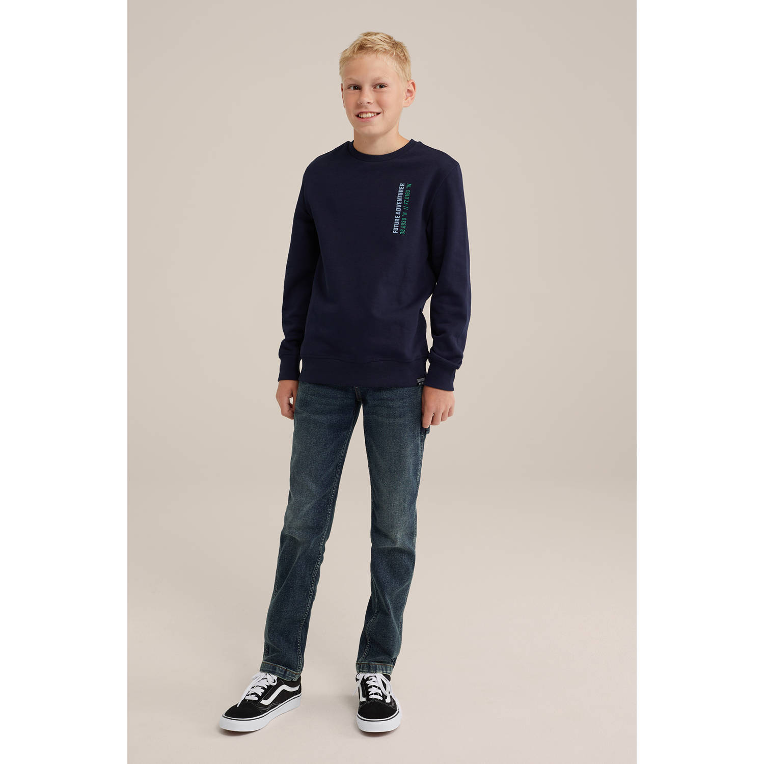 WE Fashion Blue Ridge sweater donkerblauw