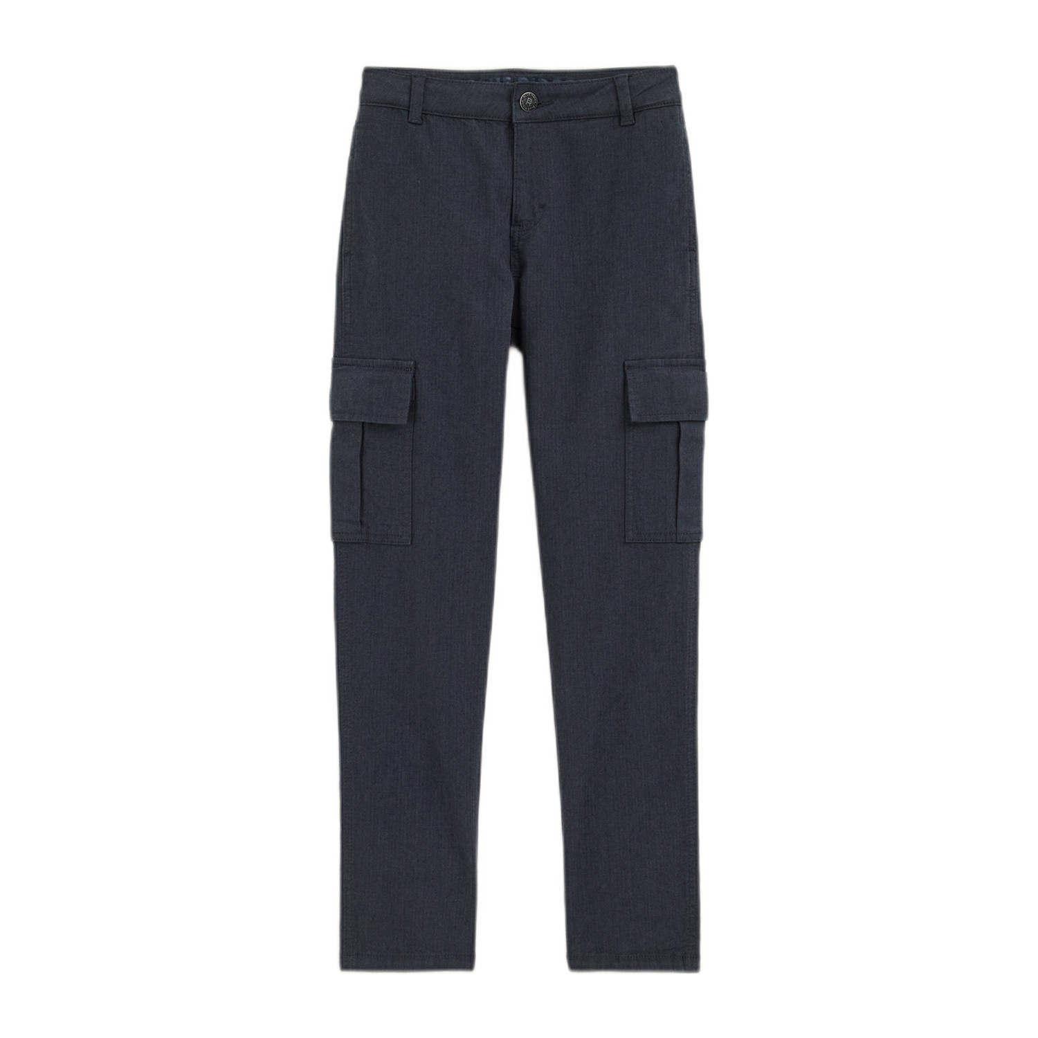 WE Fashion straight fit cargobroek donkerblauw
