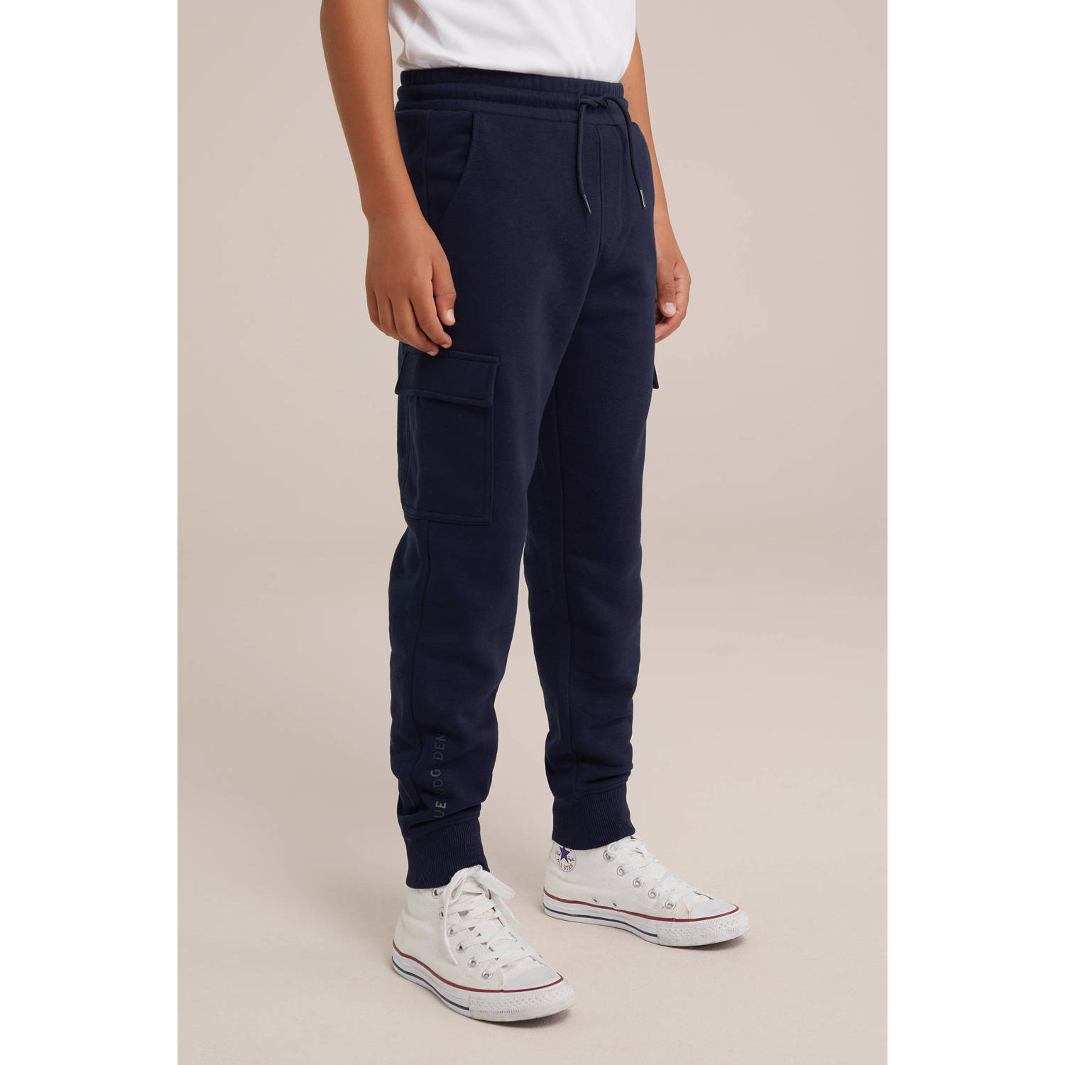 WE Fashion Blue Ridge slim fit joggingbroek marineblauw