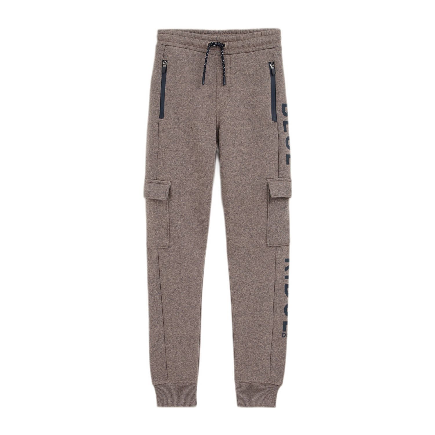WE Fashion gemêleerde slim fit joggingbroek plaza taupe