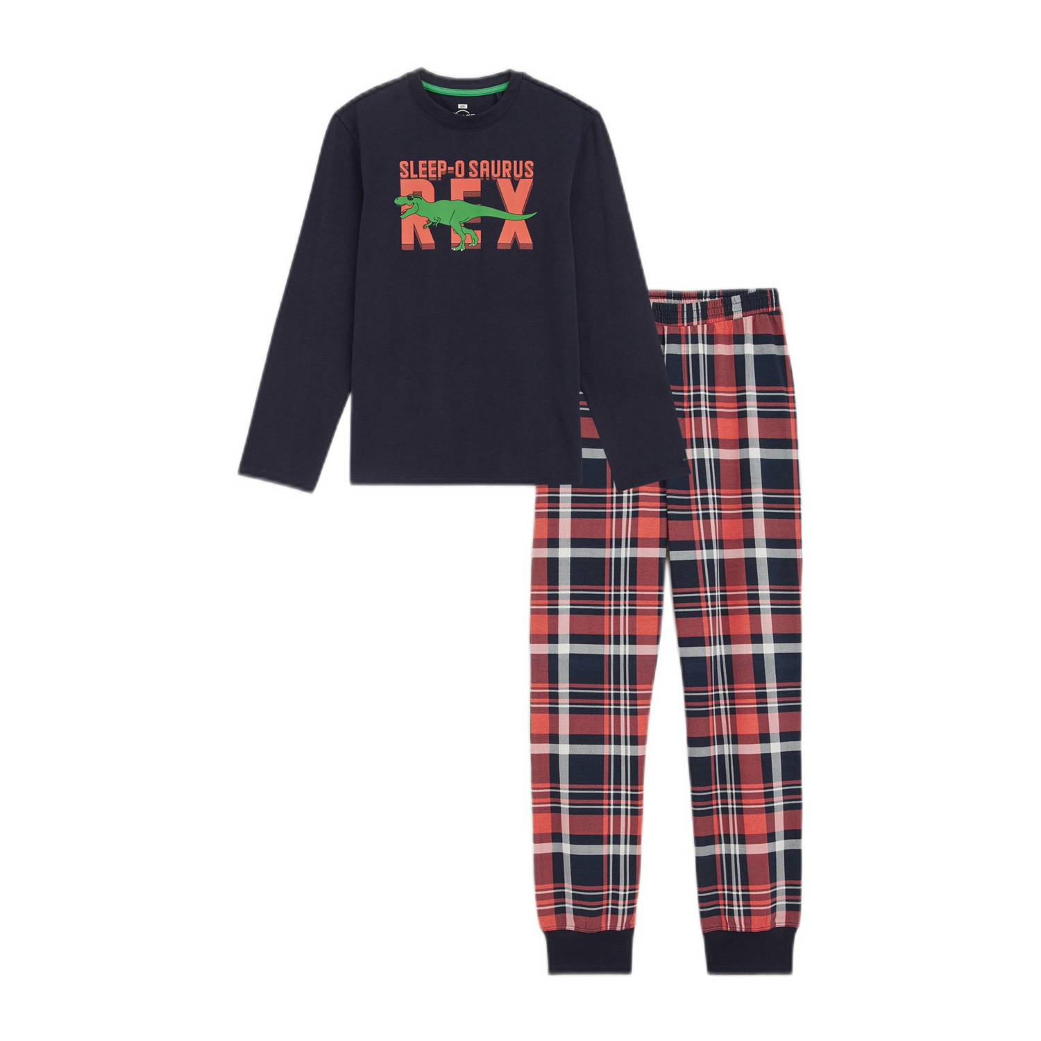 WE Fashion pyjamaset donkerblauw oranje