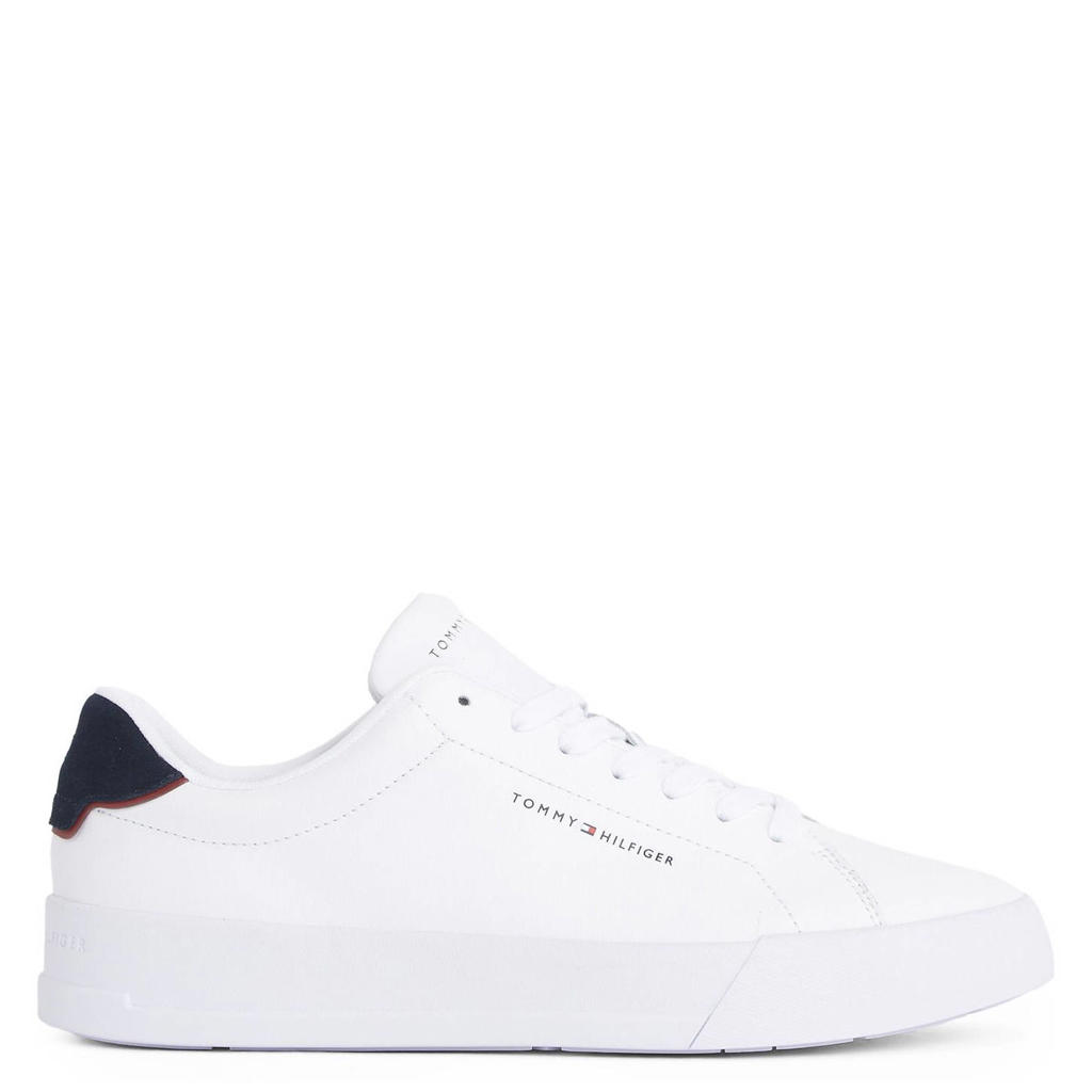 Witte heren Tommy Hilfiger leren sneakers van leather (fwa) (80%), polyurethane (20%) met veters