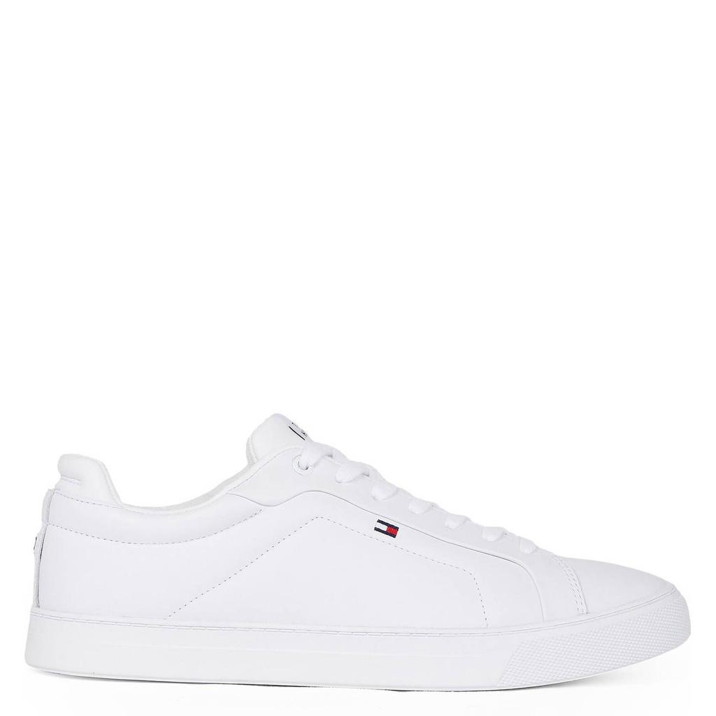 Witte heren Tommy Hilfiger leren sneakers met veters