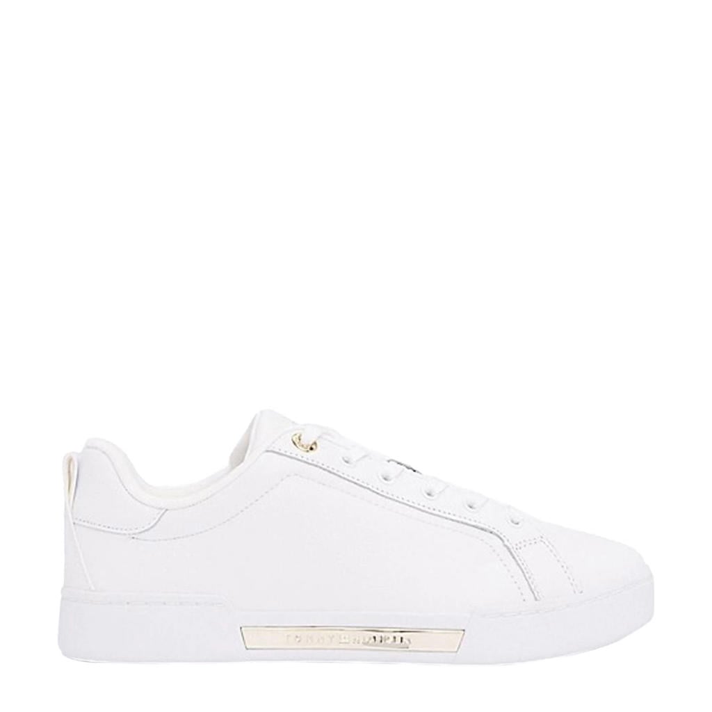 Witte dames Tommy Hilfiger leren sneakers met veters