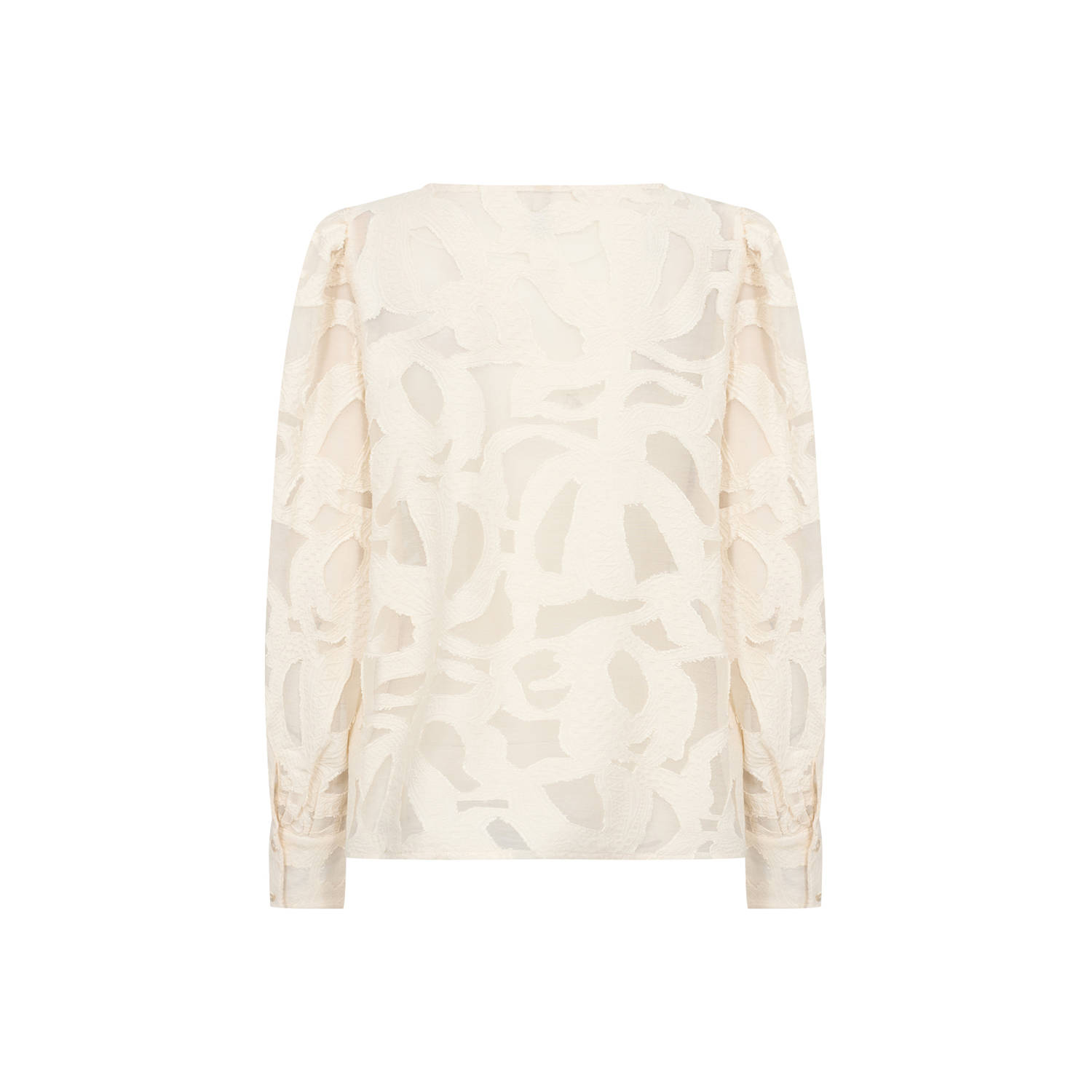 Soyaconcept semi-transparante top met all over print ecru