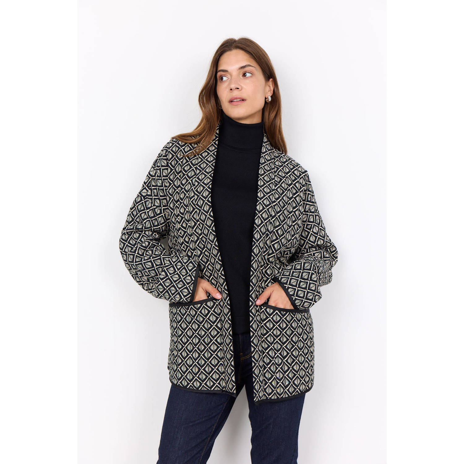 Soyaconcept jasje ISOLA met all over print zwart wit