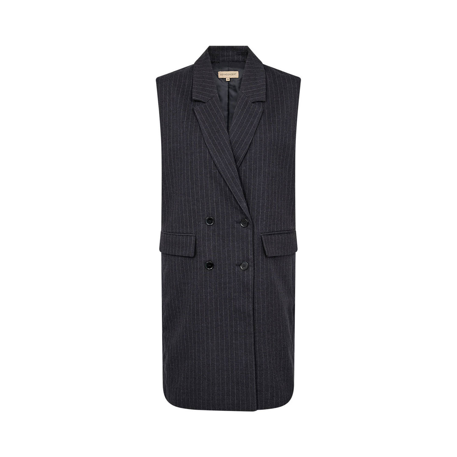 Soyaconcept gilet ISABELLE met krijtstreep donkerblauw
