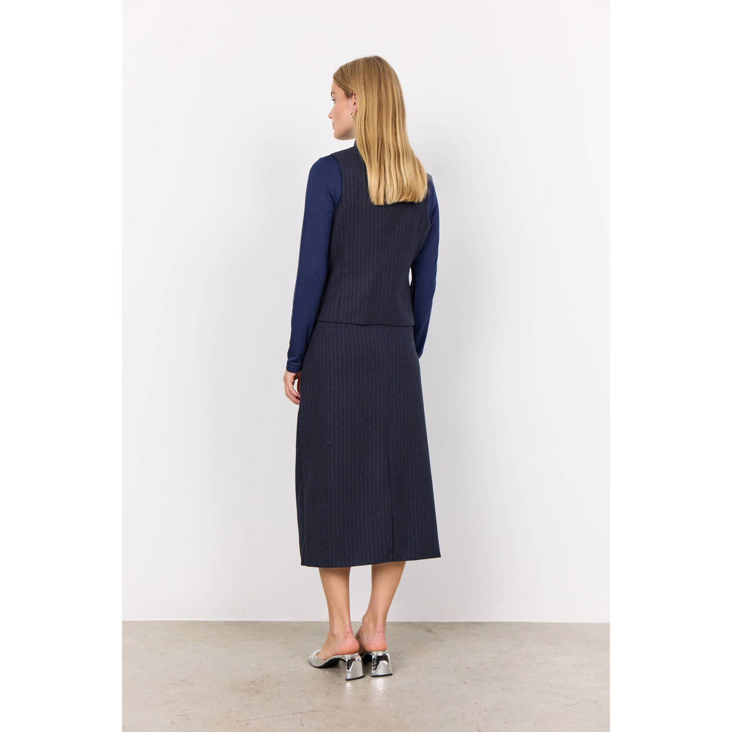 Soyaconcept gilet SC-ISABELLE met krijtstreep marine
