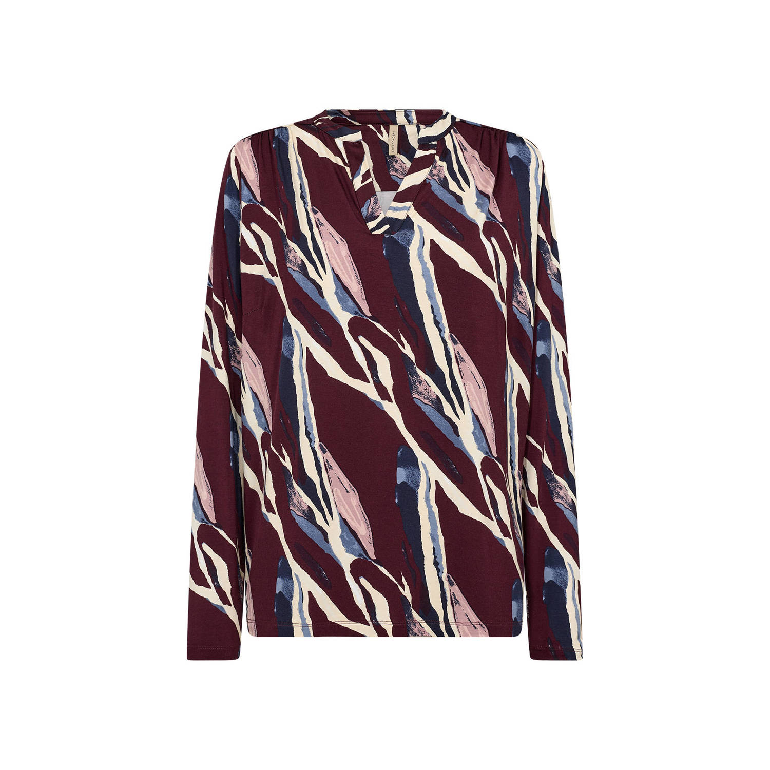 Soyaconcept top MARICA met all over print donkerrood wit blauw