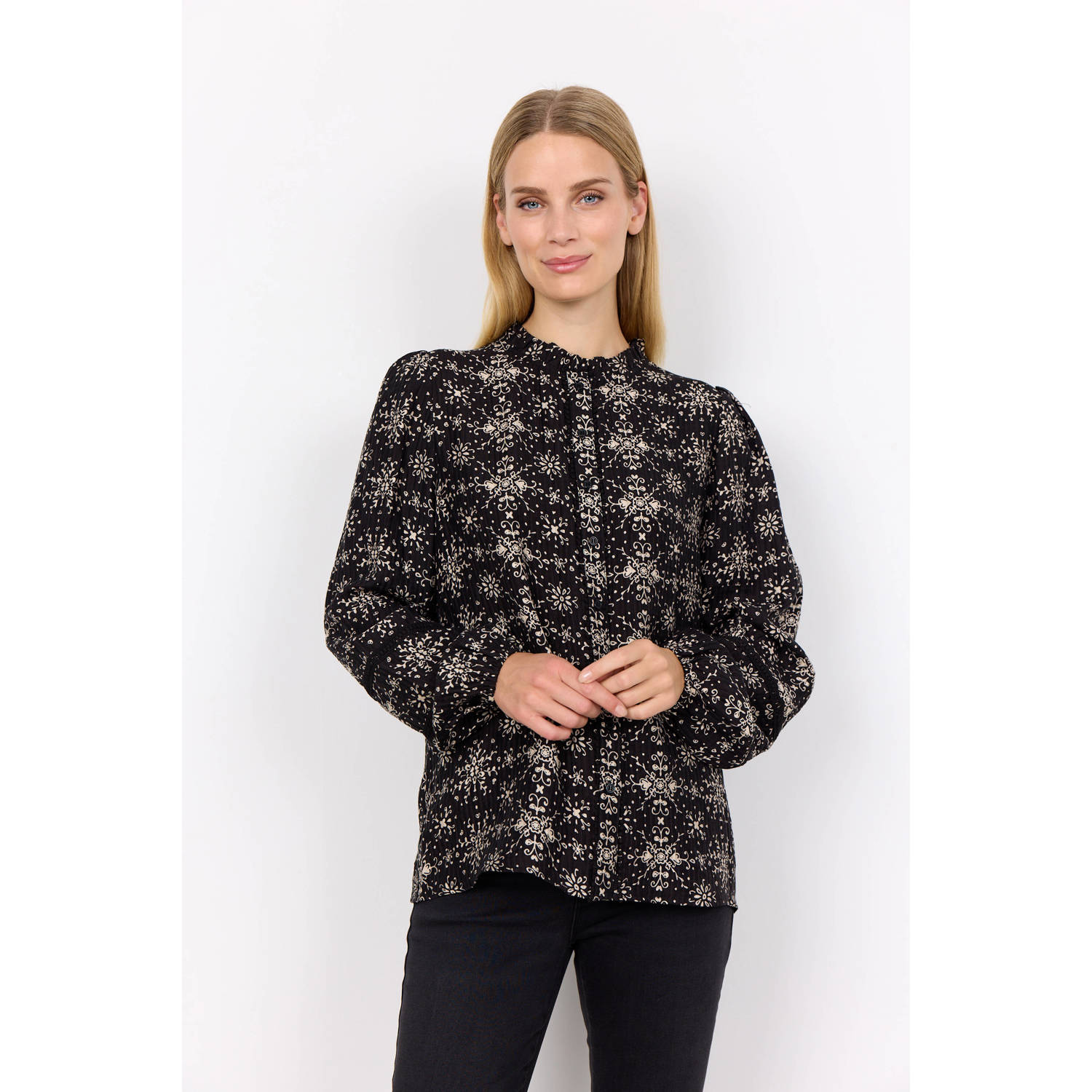 Soyaconcept blouse IANE met all over print zwart wit
