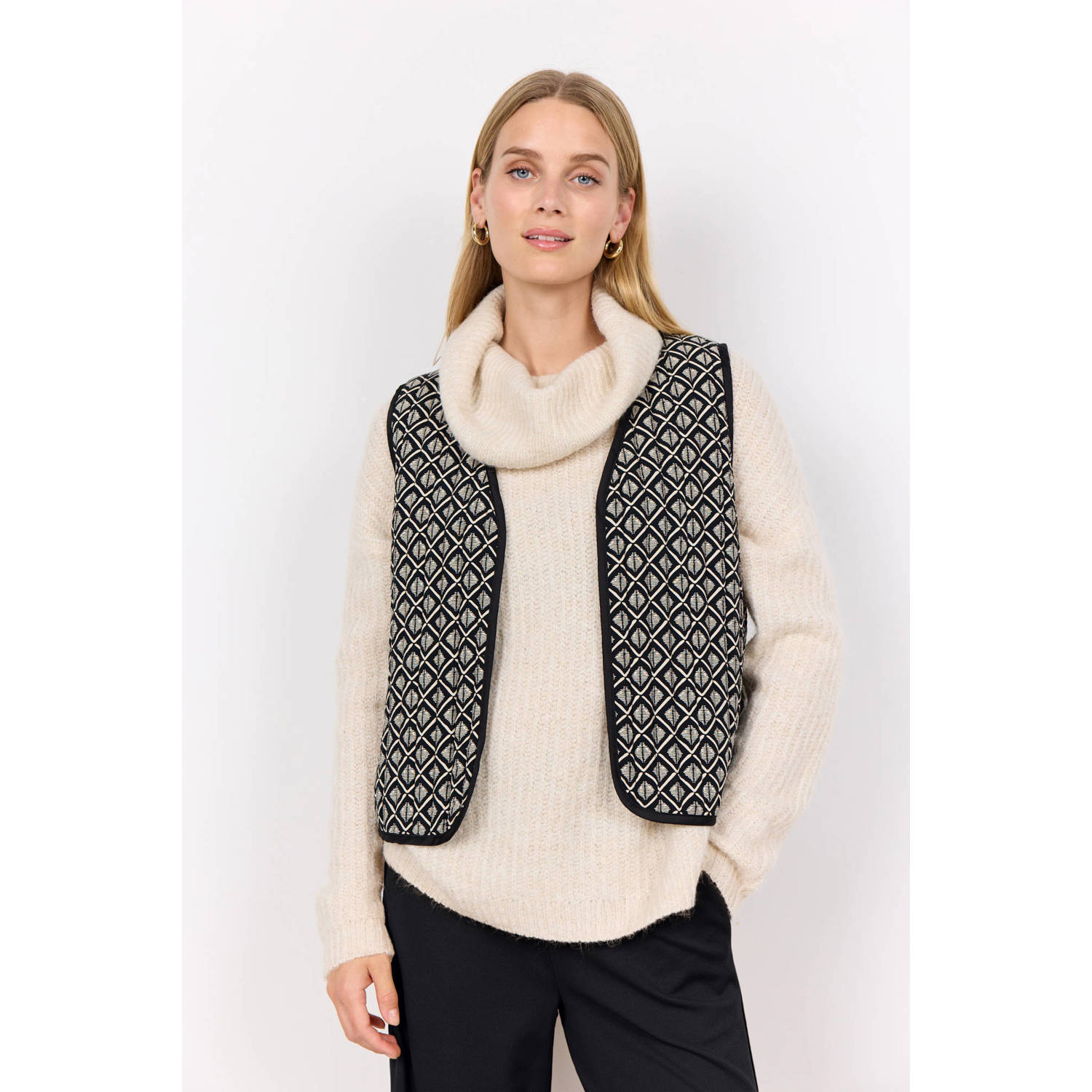 Soyaconcept Geometrisch Print V-Hals Vest Black Dames