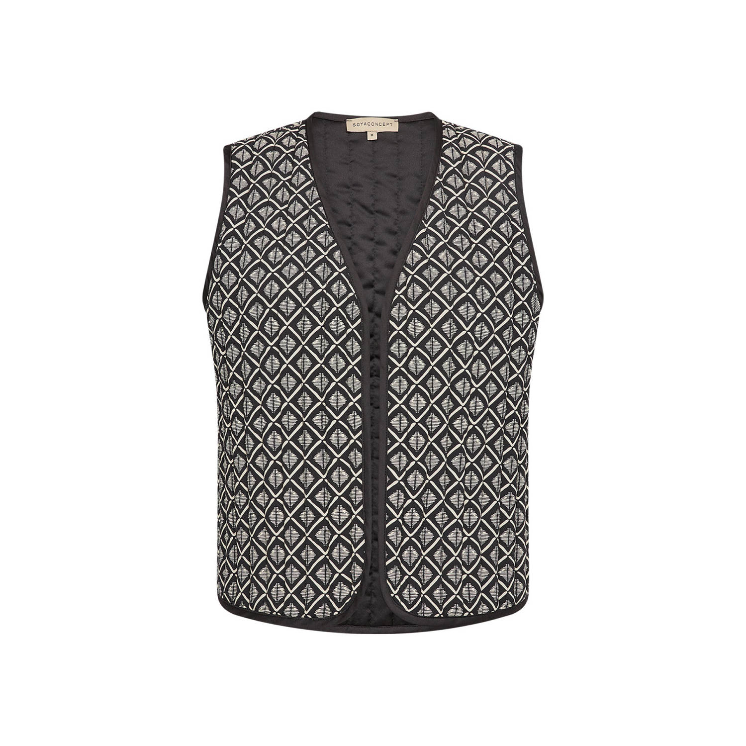 Soyaconcept gilet ISOLA met all over print zwart wit