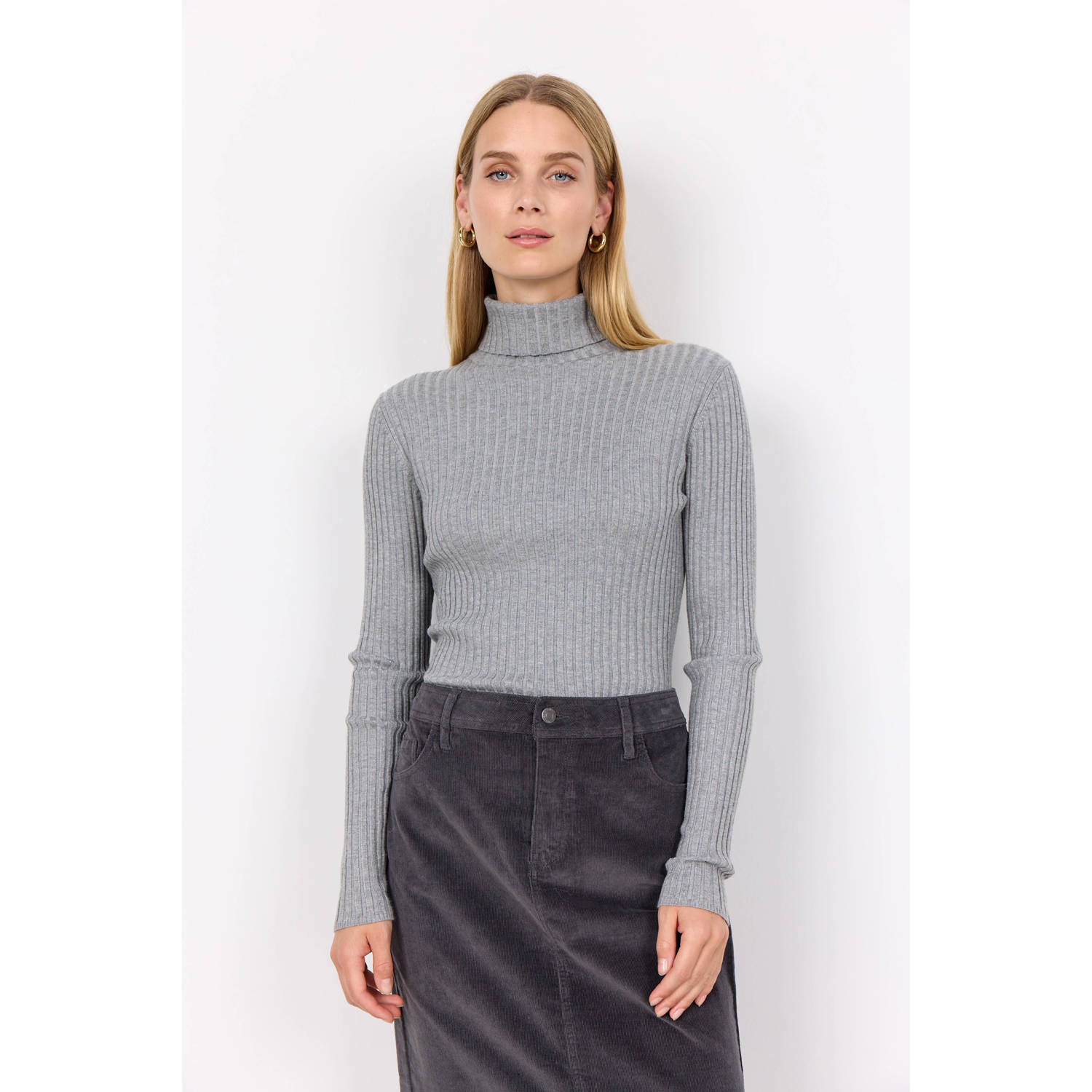 Soyaconcept rib gebreide coltrui DOLLIE grijs