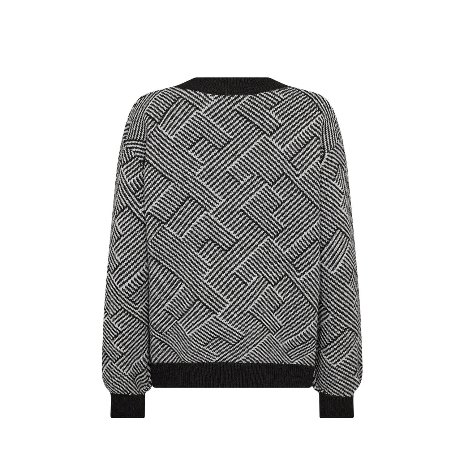 Soyaconcept gebreide trui INELA met all over print zwart wit