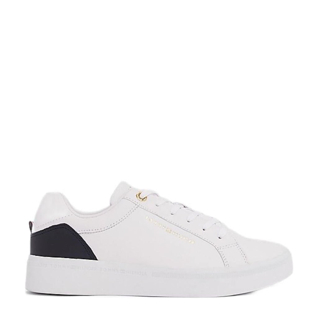 Witte dames Tommy Hilfiger leren sneakers met veters