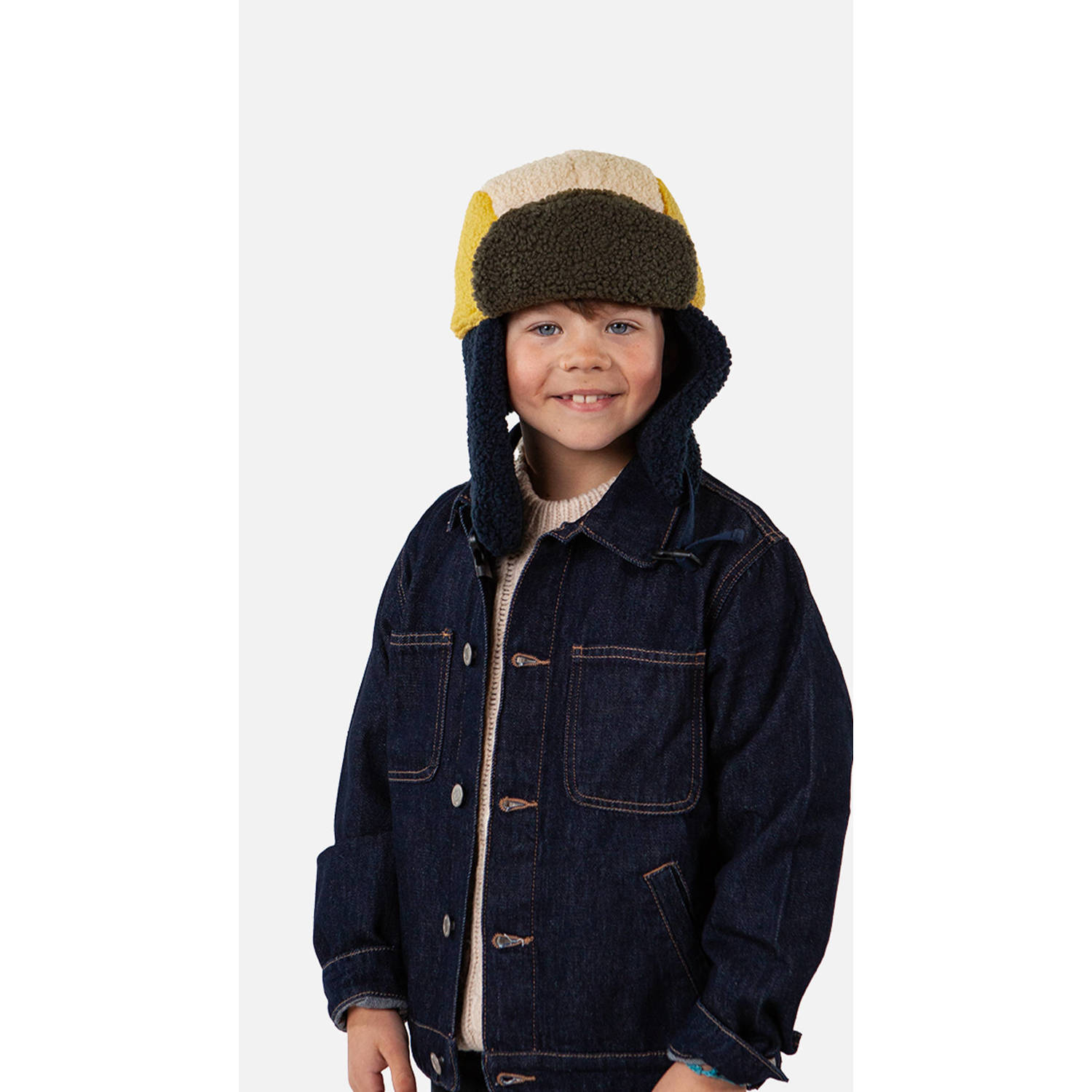 Barts muts donkerblauw geel groen