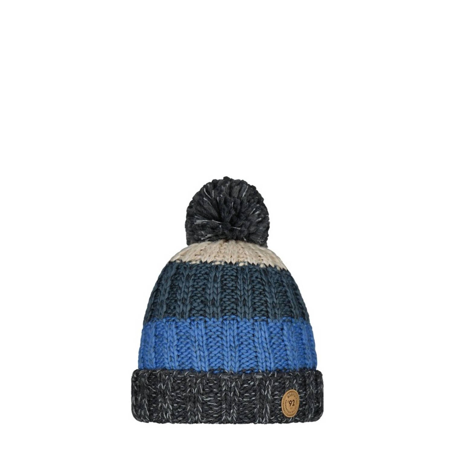 Barts gebreide muts blauw grijs ecru