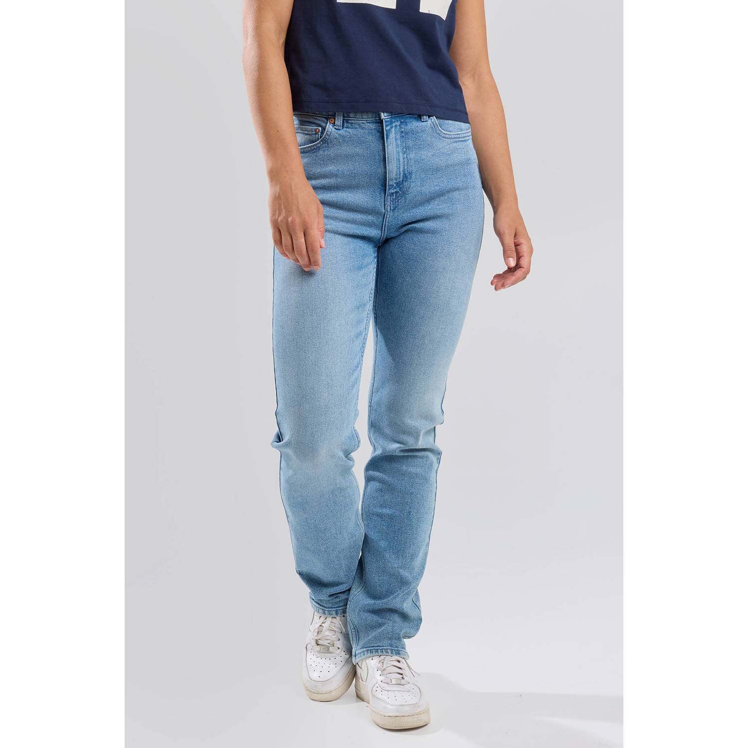 America Today high waist straight leg jeans medium blue denim