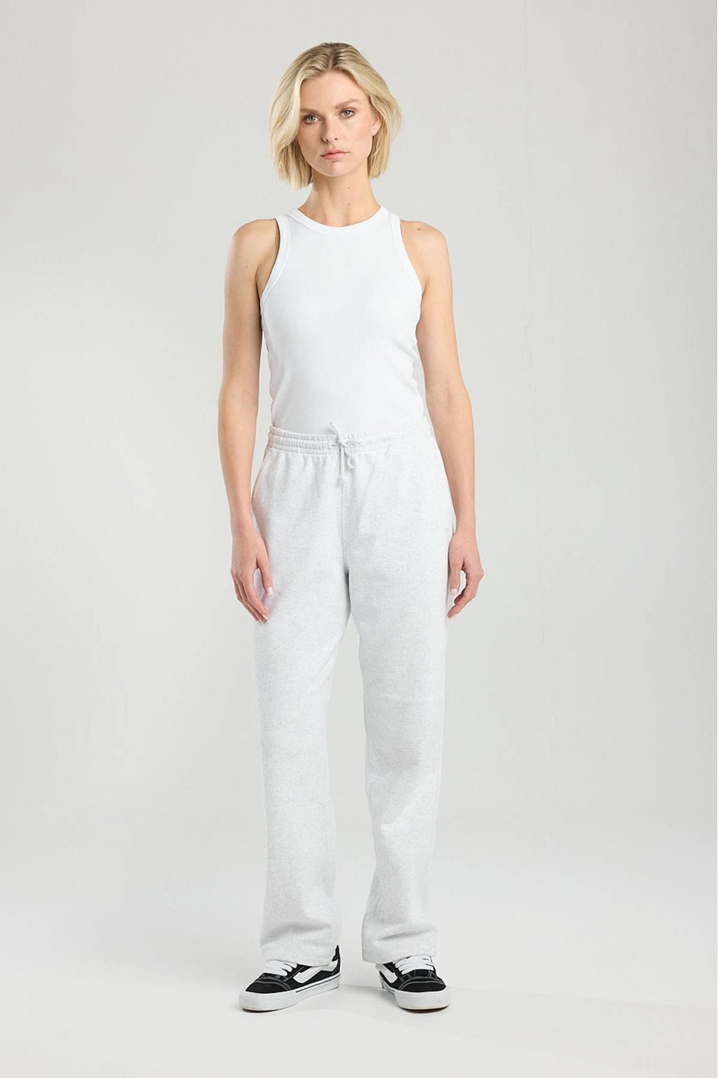 Grijze dames America Today relaxed broek van katoen met regular waist en effen