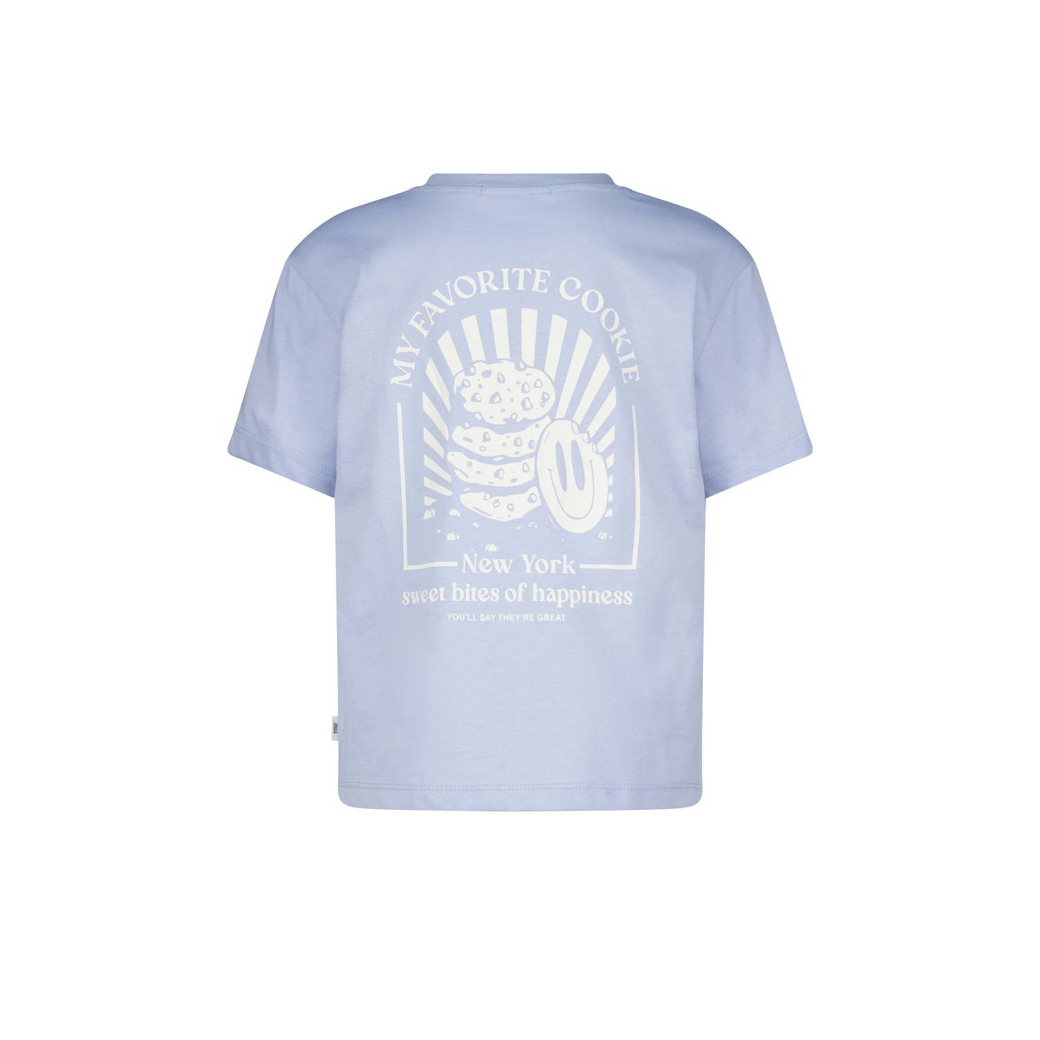 America Today T-shirt met backprint babyblauw