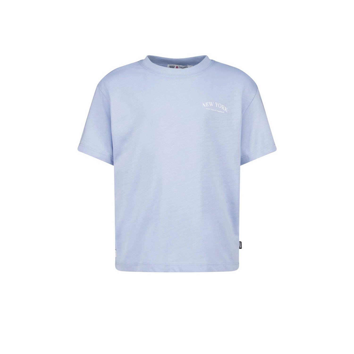 America Today T-shirt met backprint babyblauw Meisjes Katoen Ronde hals 134 140