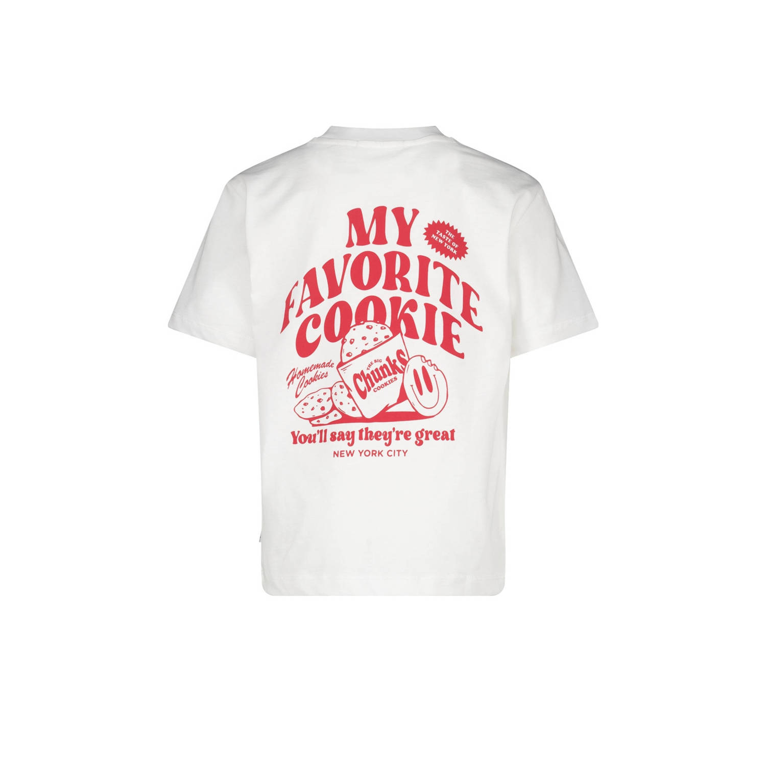 America Today T-shirt met backprint wit rood